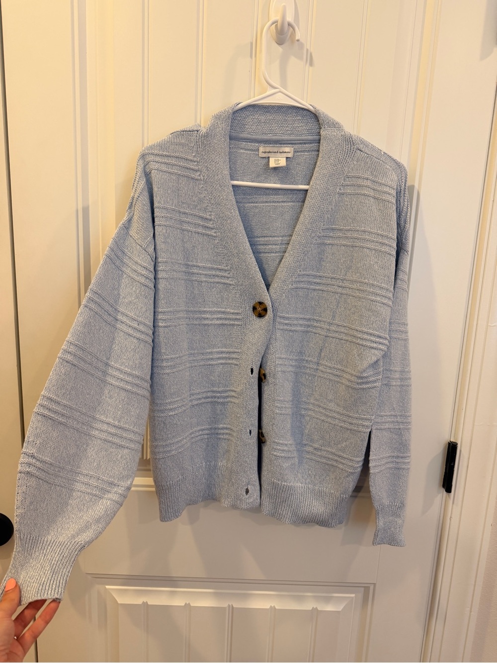 cupcakes & cashmere Light Blue V-Neck Button Cardigan